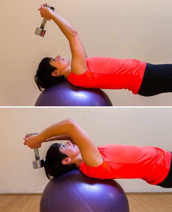 Swiss Ball Lying Triceps Extension